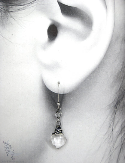 Quartz Herkimer Diamond Earrings · Sterling Silver Dangle Earrings