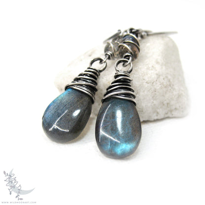 Labradorite Earrings · Handmade Sterling Silver Dangle Earrings