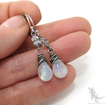 Moonstone Earrings · Sterling Silver Dangle Earrings