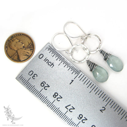 Aquamarine Earrings · Hammered Sterling Silver Dangle Earrings