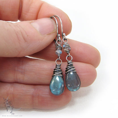 Labradorite Earrings · Handmade Sterling Silver Dangle Earrings