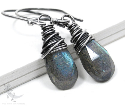Labradorite Earrings · Sterling Silver Dangle Earrings