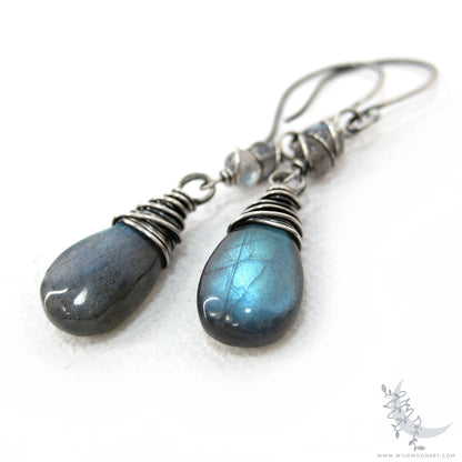 Labradorite Earrings · Handmade Sterling Silver Dangle Earrings