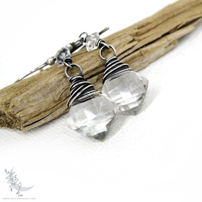 Quartz Herkimer Diamond Earrings · Sterling Silver Dangle Earrings