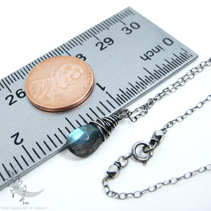 Dainty Labradorite Necklace · Sterling Silver Petite Labradorite Pendant
