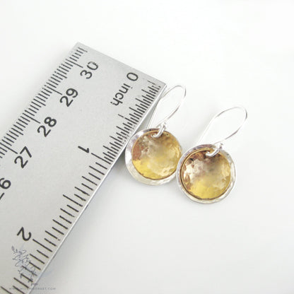 Silver & Gold Earrings · Mixed Metal Hammered 14k Gold Filled & Sterling Silver Dangle Earrings
