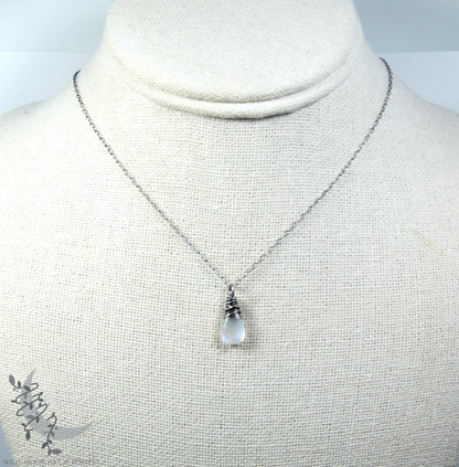 Dainty Moonstone Necklace · Sterling Silver Rainbow Moonstone Pendant