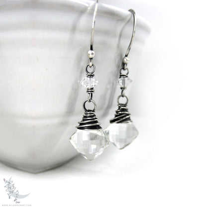 Quartz Herkimer Diamond Earrings · Sterling Silver Dangle Earrings