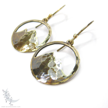 Mountain Earrings · Hammered Antiqued Brass Minimalist Colorado Dangle Earrings