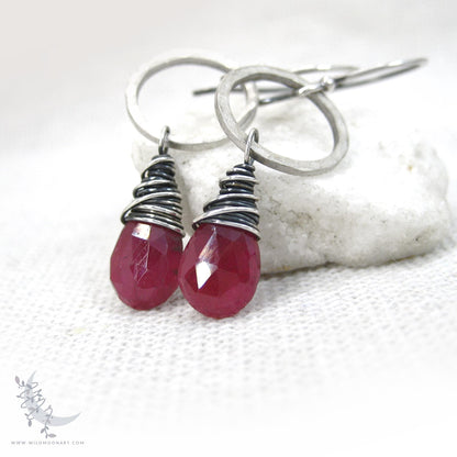 Ruby Earrings · Sterling Silver Dangle Earrings