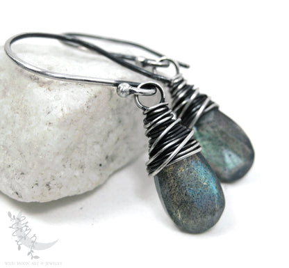 Labradorite Earrings · Sterling Silver Dangle Earrings