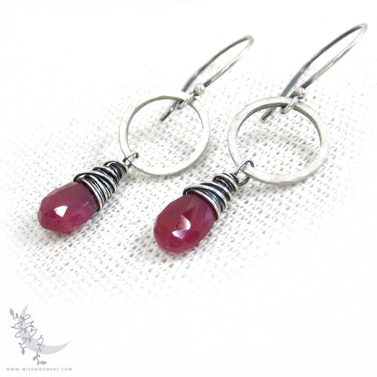 Ruby Earrings · Sterling Silver Dangle Earrings