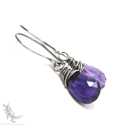 Amethyst Earrings · Handmade Sterling Silver Dangle Earrings