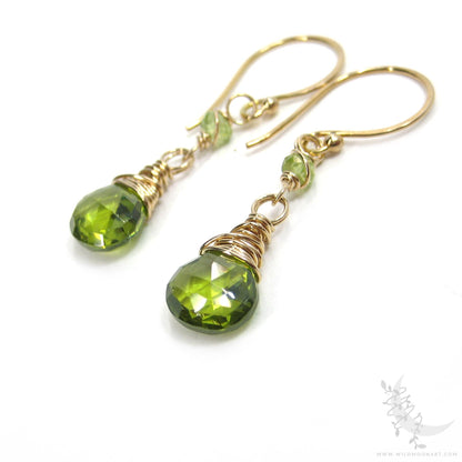 Peridot Earrings · 14k Gold Filled Peridot Dangle Earrings