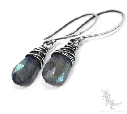 Labradorite Earrings · Sterling Silver Dangle Earrings