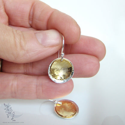 Silver & Gold Earrings · Mixed Metal Hammered 14k Gold Filled & Sterling Silver Dangle Earrings