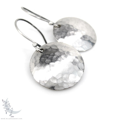 Hand Hammered Sterling Silver Earrings · Small Minimalist Upcycled Silver Coin Dangle Earrings