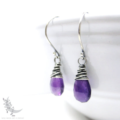 Amethyst Earrings · Handmade Sterling Silver Dangle Earrings