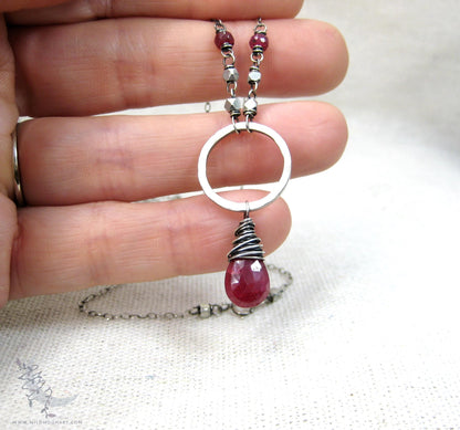 Ruby Necklace · Sterling Silver Genuine Ruby Pendant