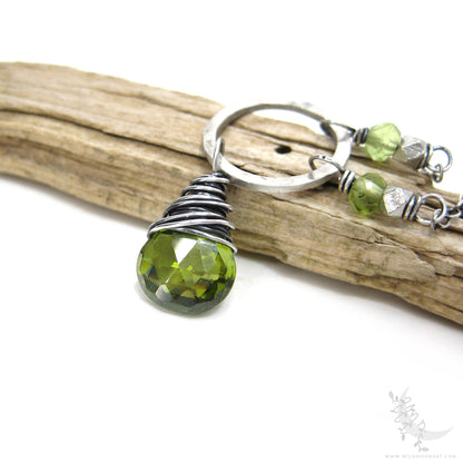 Peridot Necklace · Hammered Sterling Silver Peridot Pendant