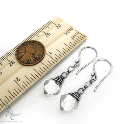 Quartz Herkimer Diamond Earrings · Sterling Silver Dangle Earrings