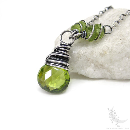 Peridot & Sterling Silver Necklace · Dainty Peridot Pendant
