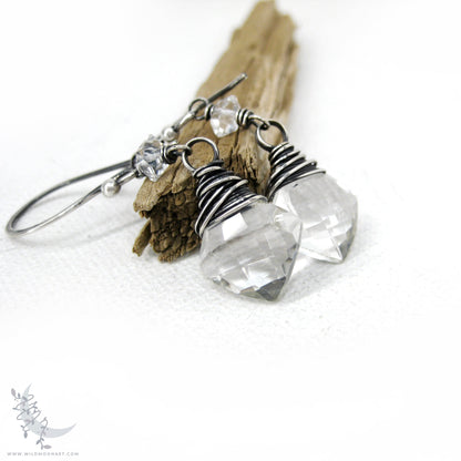 Quartz Herkimer Diamond Earrings · Sterling Silver Dangle Earrings
