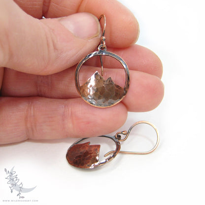 Mountain Earrings · Hammered Antiqued Copper Minimalist Colorado Dangle Earrings