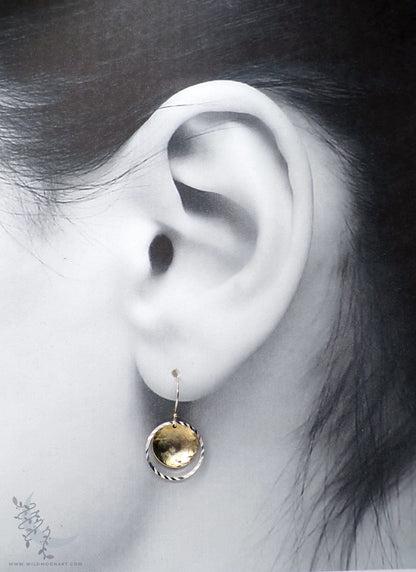 Gold & Silver Earrings · Mixed Metal Hammered Dangle Earrings