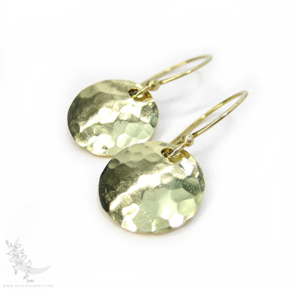 Hand Hammered Brass Earrings · Tiny Minimalist Coin Earrings