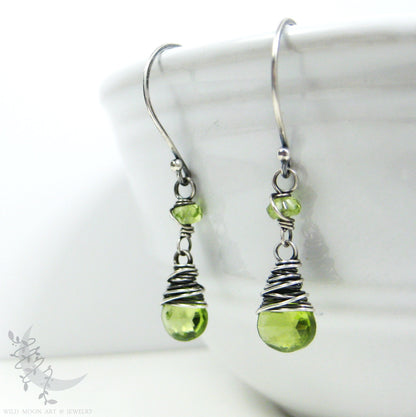 Peridot & Sterling Silver Dangle Earrings
