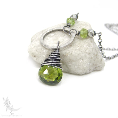 Peridot Necklace · Hammered Sterling Silver Peridot Pendant