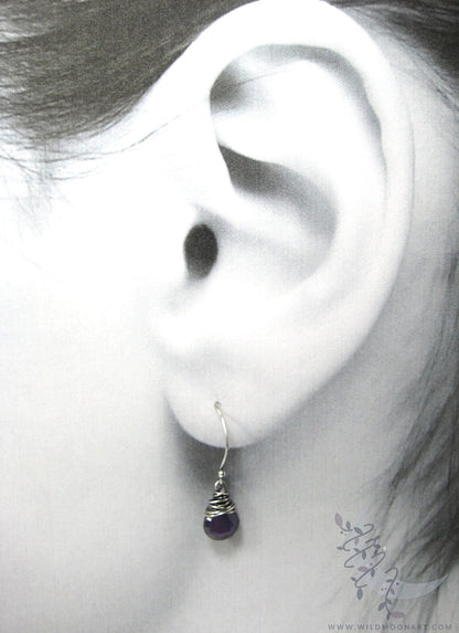 Dainty Amethyst Earrings · Sterling Silver Dangle Earrings