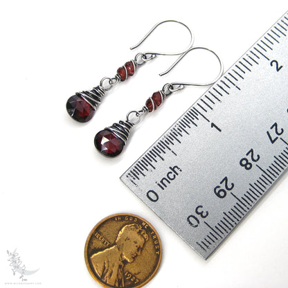 Garnet Earrings · Sterling Silver Dangle Earrings