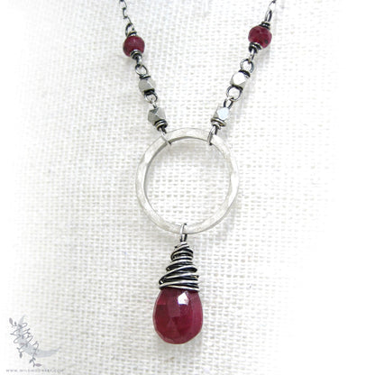 Ruby Necklace · Sterling Silver Genuine Ruby Pendant