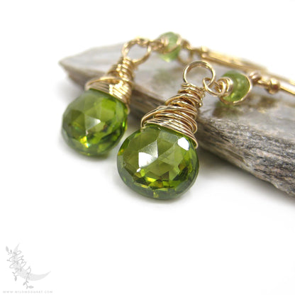 Peridot Earrings · 14k Gold Filled Peridot Dangle Earrings