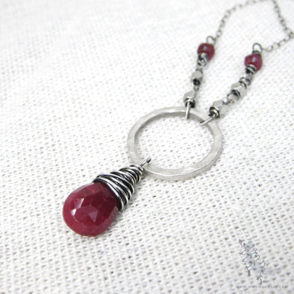 Ruby Necklace · Sterling Silver Genuine Ruby Pendant
