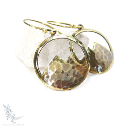 Mountain Earrings · Hammered Antiqued Brass Minimalist Colorado Dangle Earrings