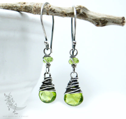 Peridot & Sterling Silver Dangle Earrings