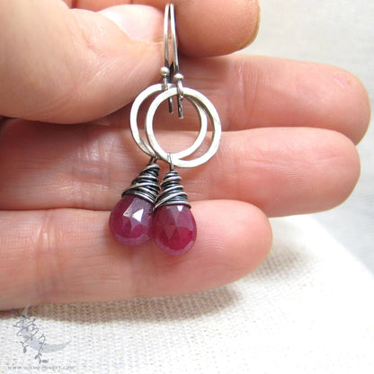 Ruby Earrings · Sterling Silver Dangle Earrings