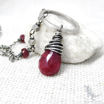 Ruby Necklace · Sterling Silver Genuine Ruby Pendant