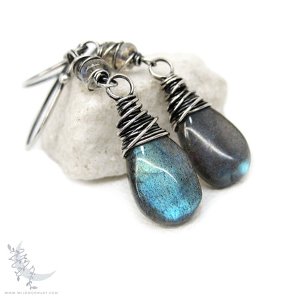 Labradorite Earrings · Handmade Sterling Silver Dangle Earrings