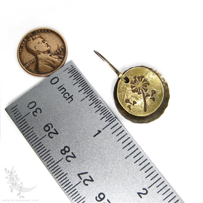 Dandelion Earrings · Hand Hammered Antiqued Brass & Bronze Rustic Flower Dangle Earrings