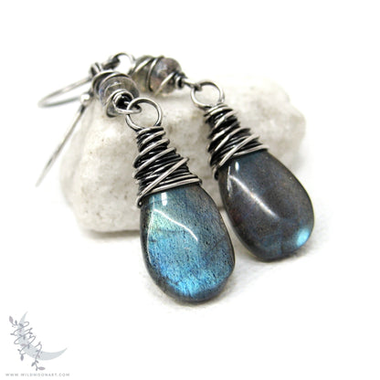 Labradorite Earrings · Handmade Sterling Silver Dangle Earrings