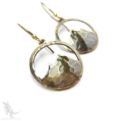 Mountain Earrings · Hammered Antiqued Brass Minimalist Colorado Dangle Earrings