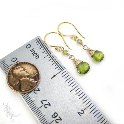 Peridot Earrings · 14k Gold Filled Peridot Dangle Earrings