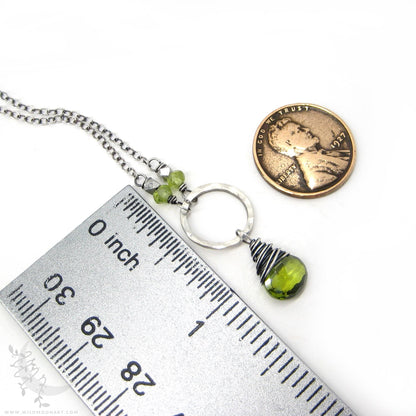Peridot Necklace · Hammered Sterling Silver Peridot Pendant