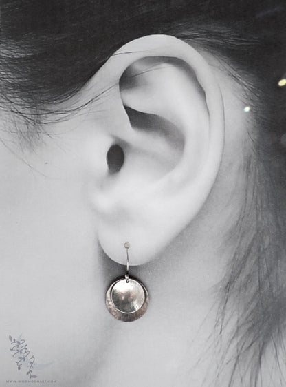 Sterling Silver Earrings · Mixed Metal Hammered Two Tone Silver Dangle Earrings (s)