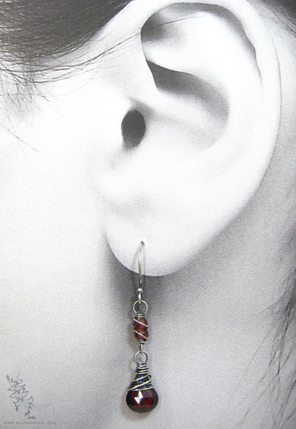Garnet Earrings · Sterling Silver Dangle Earrings
