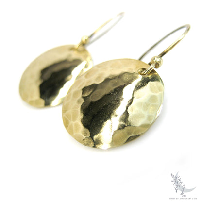 Hand Hammered Brass Earrings · Small Minimalist Coin Earrings